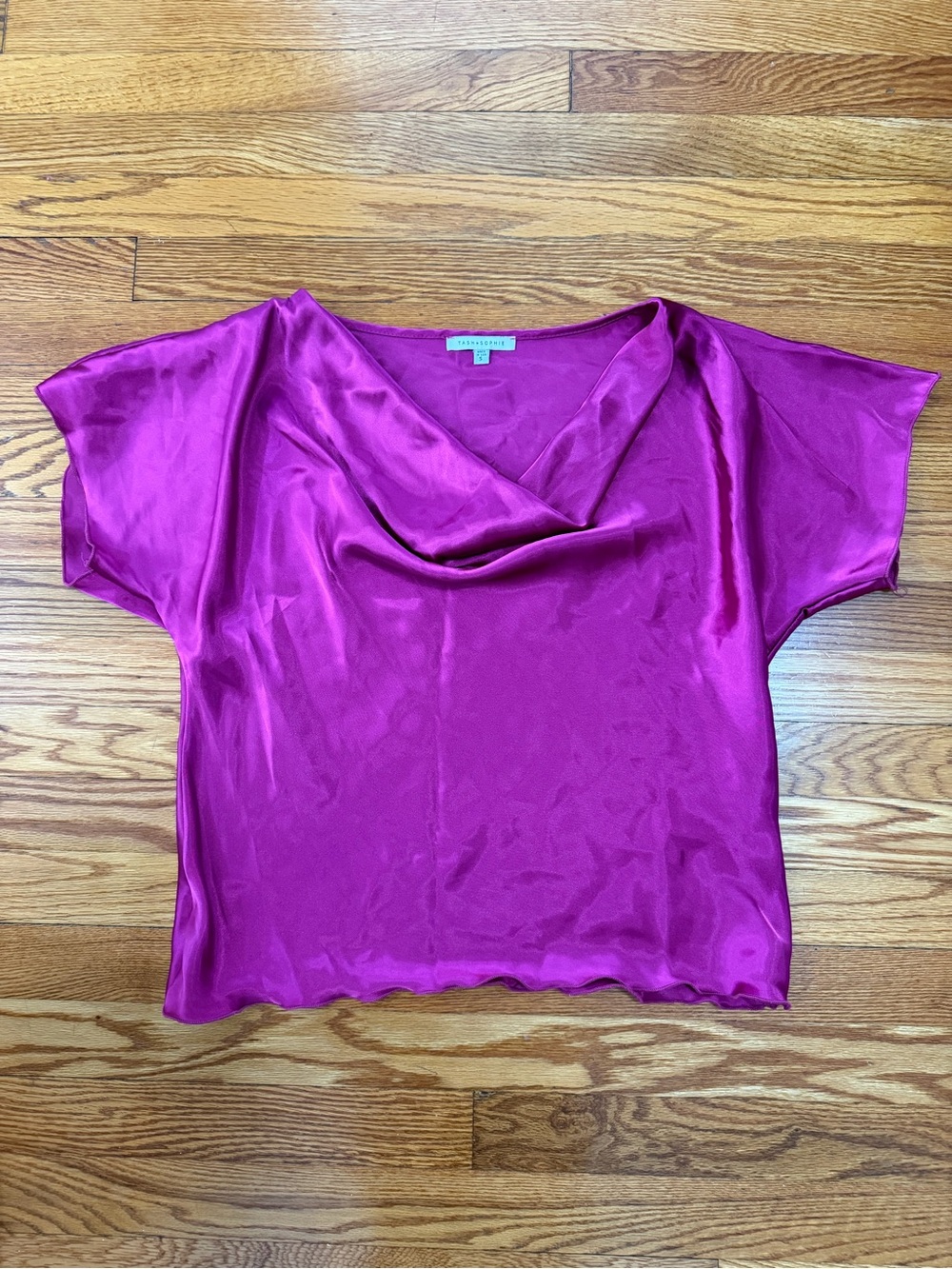 Banana Republic Magenta Satin Cowl-Neck Blouse